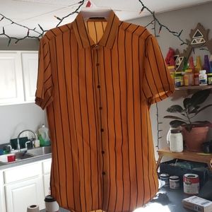 SHEIN Yellow-Black Striped Shirt